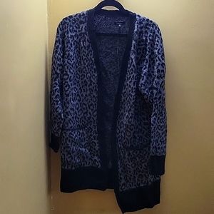 Size large lucky brand gray and black animal print cardigan